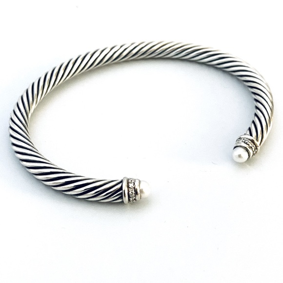 NWOT David Yurman Cable Classic Pearl Bracelet with Diamonds - Picture 6 of 6